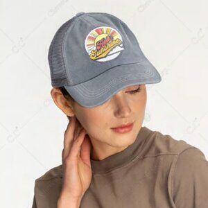 C.C Hello Sunshine Elastic Criss-Cross Grey Casual Streetwear Ball Cap NWT